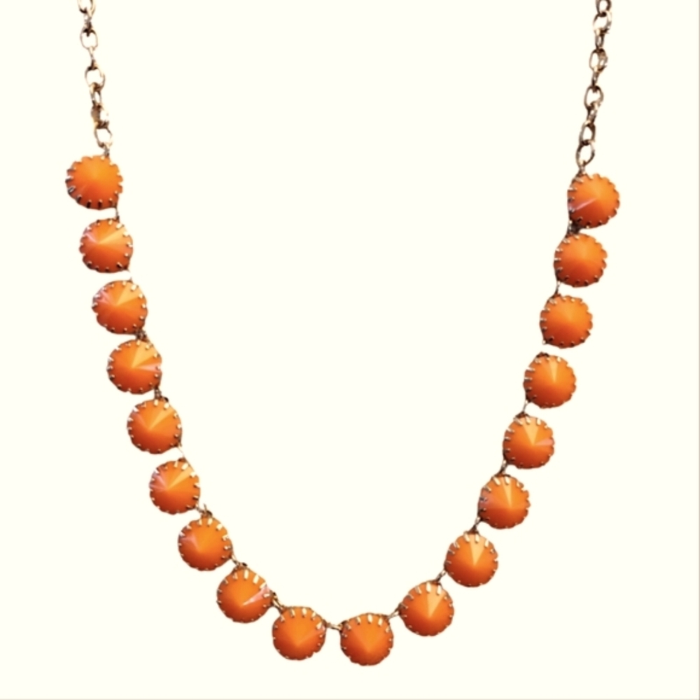 J. CREW Coral Orange Statement Necklace 21"